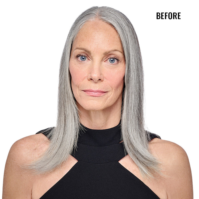 MODEL SHOWN BEFORE WEARING 14IN AU NATUREL TOPPER