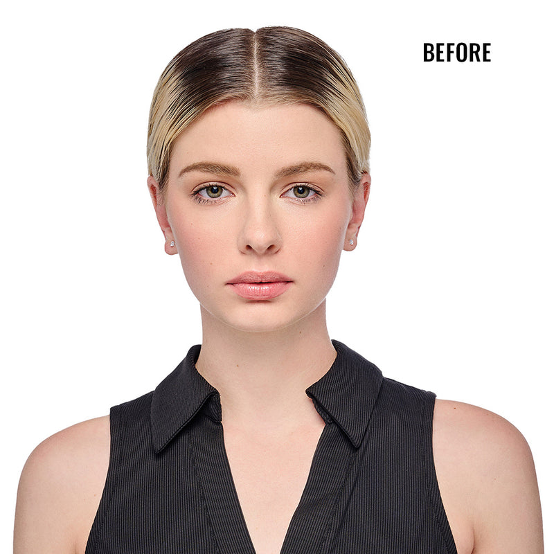 MODEL SHOWN BEFORE WEARING 6IN AU NATUREL TOPPER