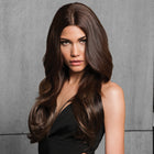 Woman wearing a 22in 4-pc Straight Fineline Extension Kit in Chocolate Copper