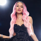 Woman wearing Bubblegum Babe Wig - View from the front