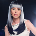 Woman wearing Midnight Moonlight Wig - View from the front