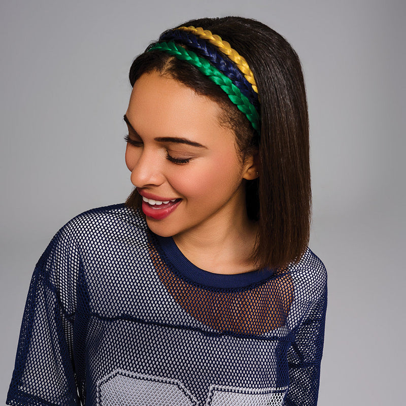 SPIRIT WEAR 2PC BRAID HEADBAND - RED 199 & BLACK SHIMMER