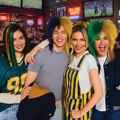 SPIRIT WEAR SPIKY SPIRIT WIG - BLUE 295 & GOLD 124