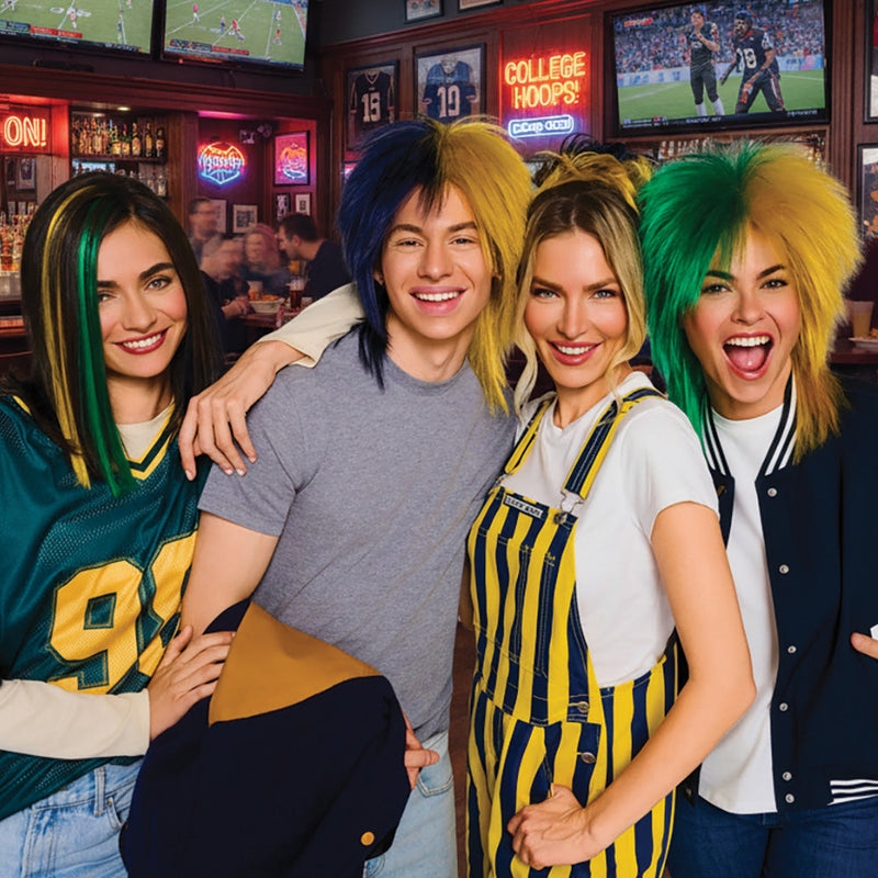 SPIRIT WEAR SPIKY SPIRIT WIG - BLUE 282 & GOLD 123