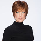Woman wearing Wispy Cut Wig in Chestnut Brown - View from the front