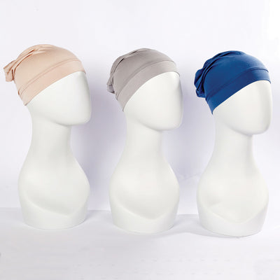 HUW Sleep Caps in colors Tan, Grey and Blue