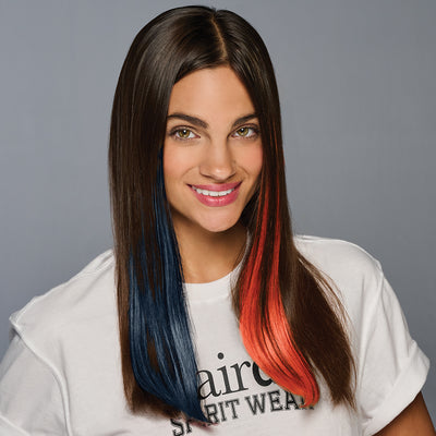 SPIRIT WEAR 2PC CLIP-IN COLOR HAIR EXTENSION IN COLOR BLUE 282 & ORANGE 1665