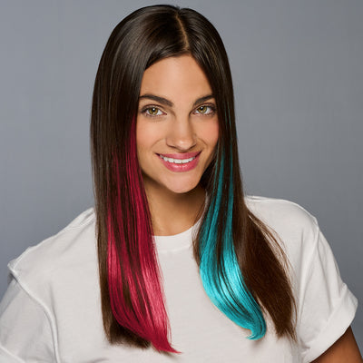 SPIRIT WEAR 2PC CLIP-IN COLOR HAIR EXTENSION IN COLOR TEAL 325 & RED 1797