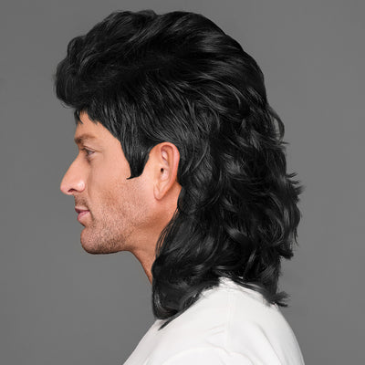 SPIRIT WEAR MVP MULLET WIG IN COLOR BLACK