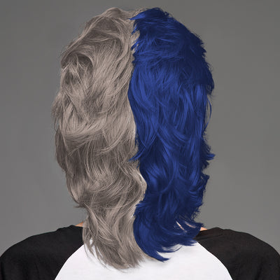 SPIRIT WEAR MVP MULLET WIG IN COLOR BLUE 282 & GRAY 409