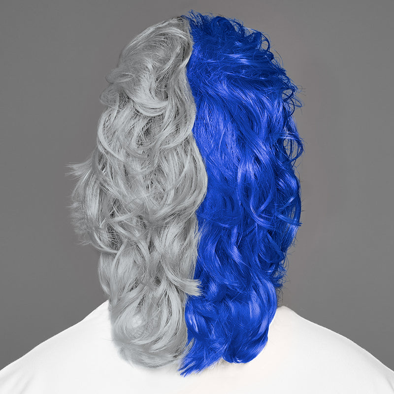 SPIRIT WEAR MVP MULLET WIG IN COLOR BLUE 286 & GRAY 429