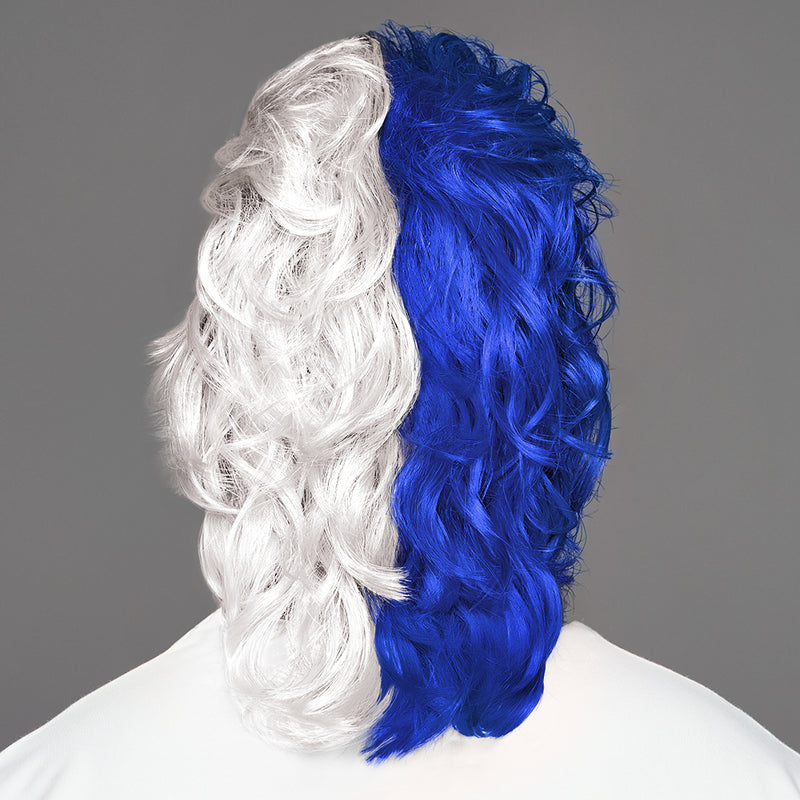 SPIRIT WEAR MVP MULLET WIG IN COLOR BLUE 286 & WHITE
