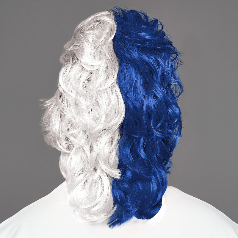 SPIRIT WEAR MVP MULLET WIG IN COLOR BLUE 287 & WHITE