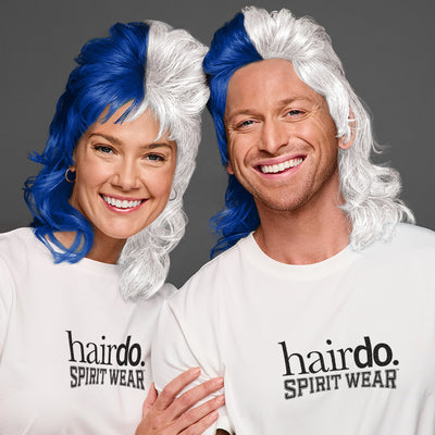 SPIRIT WEAR MVP MULLET WIG IN COLOR BLUE 287 & WHITE