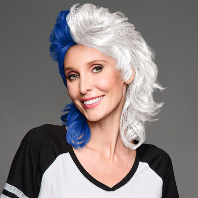 SPIRIT WEAR MVP MULLET WIG IN COLOR BLUE 287 & WHITE