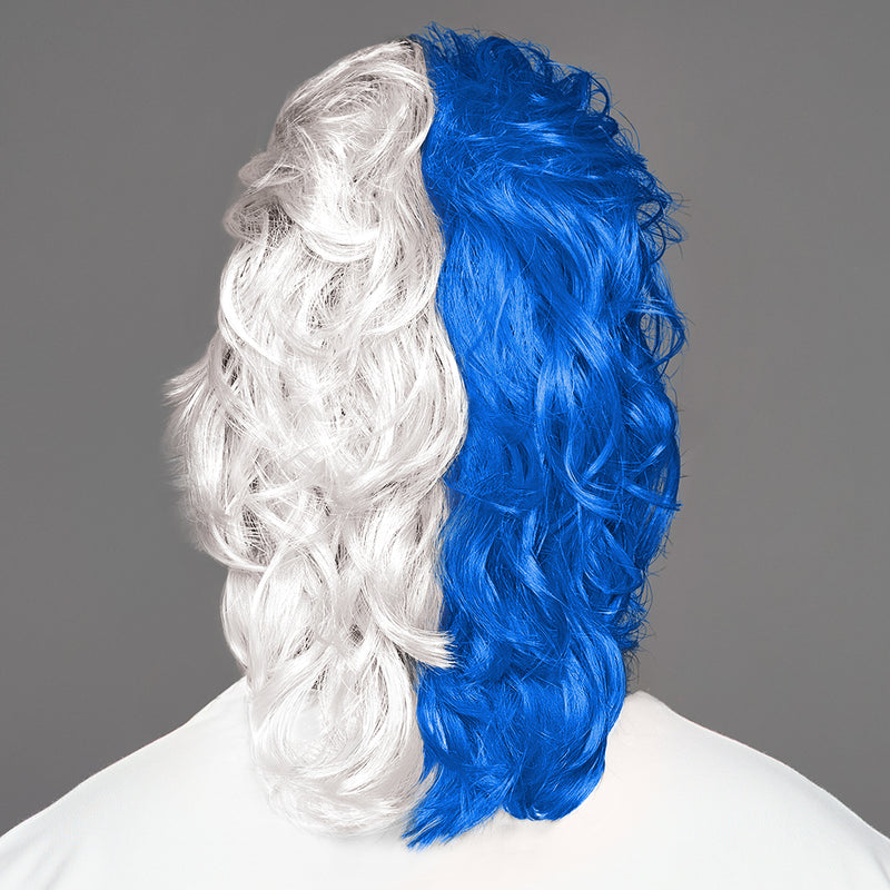 SPIRIT WEAR MVP MULLET WIG IN COLOR BLUE 2935 & WHITE