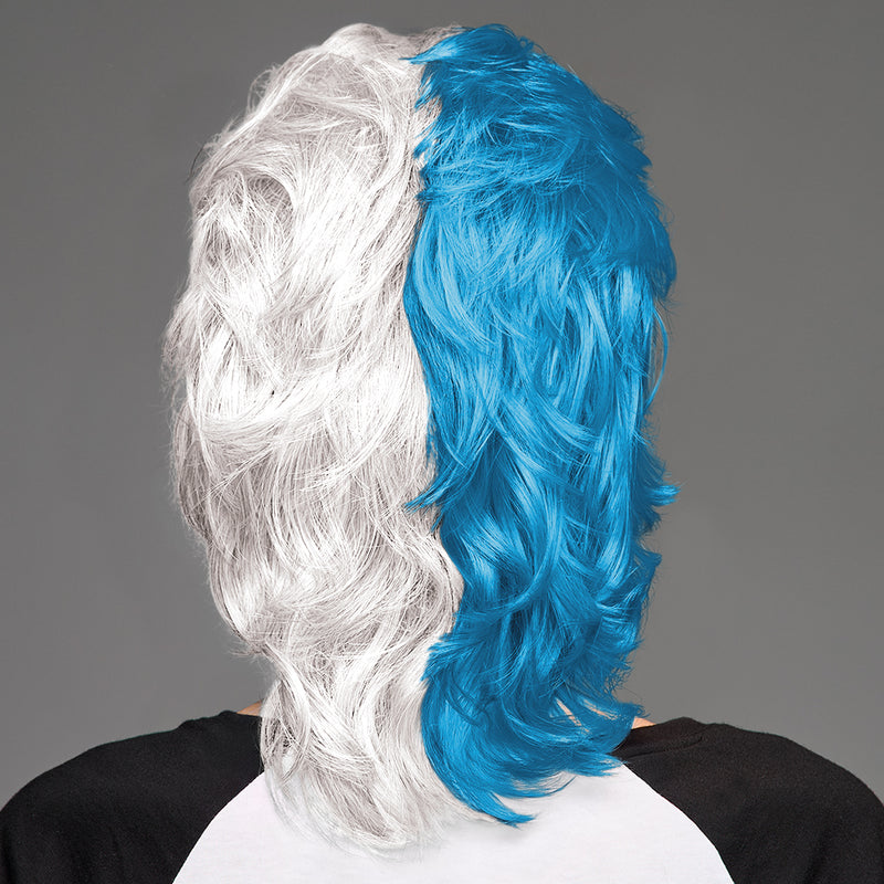 SPIRIT WEAR MVP MULLET WIG IN COLOR BLUE 542 & WHITE