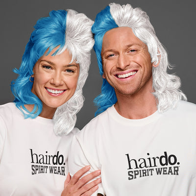 SPIRIT WEAR MVP MULLET WIG IN COLOR BLUE 542 & WHITE