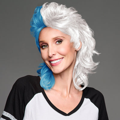 SPIRIT WEAR MVP MULLET WIG IN COLOR BLUE 542 & WHITE
