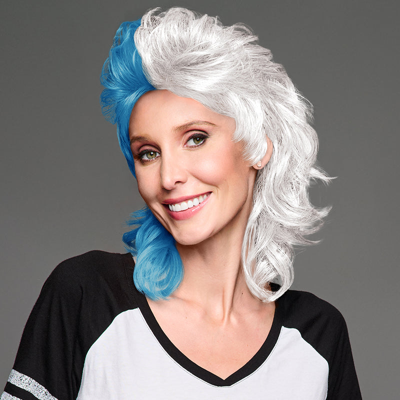 SPIRIT WEAR MVP MULLET WIG IN COLOR BLUE 542 & WHITE
