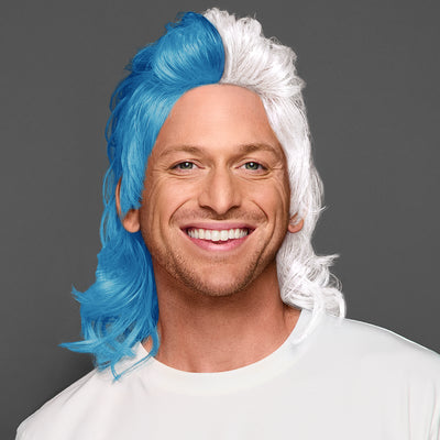 SPIRIT WEAR MVP MULLET WIG IN COLOR BLUE 542 & WHITE