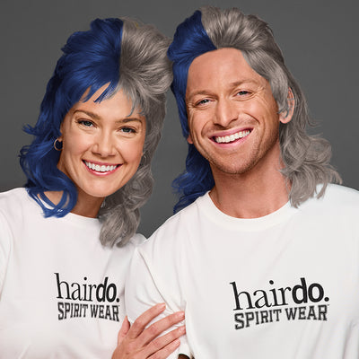 SPIRIT WEAR MVP MULLET WIG IN COLOR BLUE 282 & GRAY 409