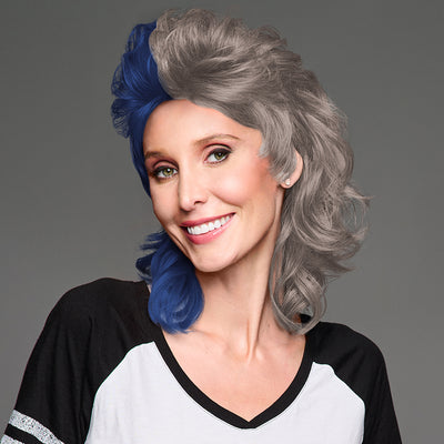 SPIRIT WEAR MVP MULLET WIG IN COLOR BLUE 282 & GRAY 409