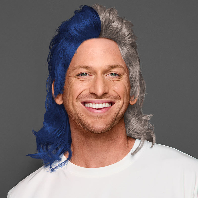 SPIRIT WEAR MVP MULLET WIG IN COLOR BLUE 282 & GRAY 409