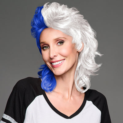SPIRIT WEAR MVP MULLET WIG IN COLOR BLUE 286 & WHITE