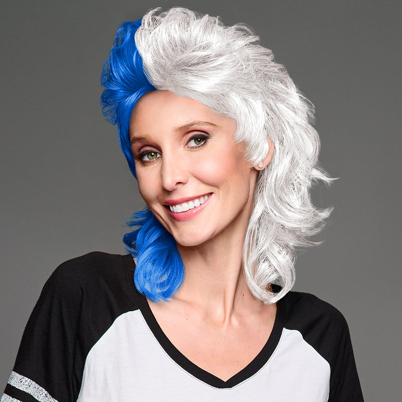 SPIRIT WEAR MVP MULLET WIG IN COLOR BLUE 2935 & WHITE