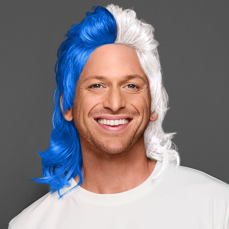 SPIRIT WEAR MVP MULLET WIG IN COLOR BLUE 2935 & WHITE