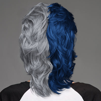 SPIRIT WEAR MVP MULLET WIG IN COLOR BLUE 2767 & GRAY 9