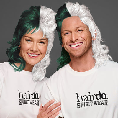 SPIRIT WEAR MVP MULLET WIG IN COLOR GREEN 567 & WHITE