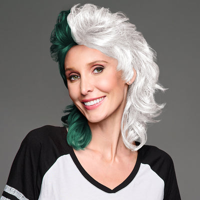 SPIRIT WEAR MVP MULLET WIG IN COLOR GREEN 567 & WHITE