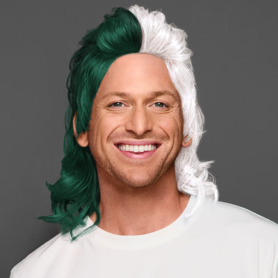 SPIRIT WEAR MVP MULLET WIG IN COLOR GREEN 567 & WHITE