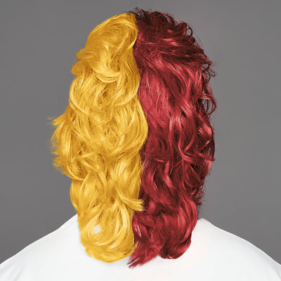 SPIRIT WEAR MVP MULLET WIG IN COLOR MAROON 202 & GOLD 136