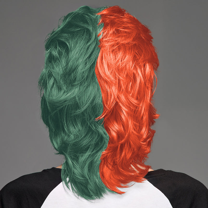 SPIRIT WEAR MVP MULLET WIG IN COLOR ORANGE 1665 & GREEN 3435