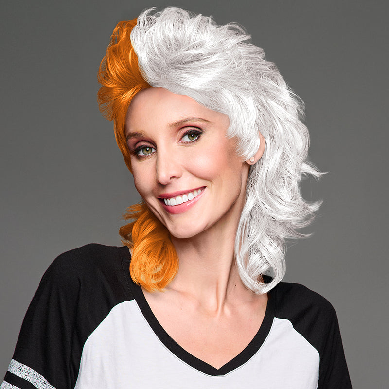 SPIRIT WEAR MVP MULLET WIG IN COLOR ORANGE 151 & WHITE