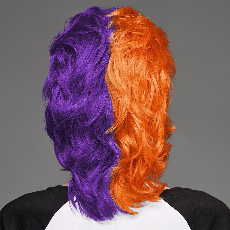 SPIRIT WEAR MVP MULLET WIG IN COLOR ORANGE 1595 & PURPLE 268