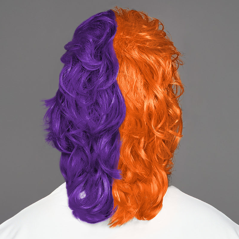 SPIRIT WEAR MVP MULLET WIG IN COLOR ORANGE 1595 & PURPLE 268