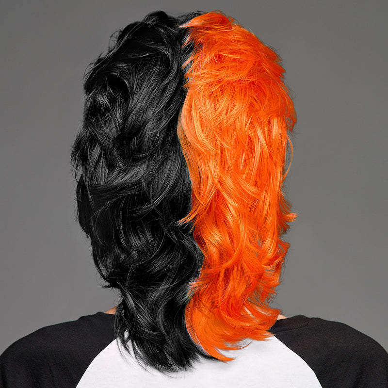 SPIRIT WEAR MVP MULLET WIG IN COLOR ORANGE 166 & BLACK