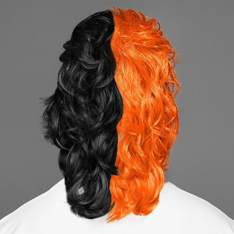 SPIRIT WEAR MVP MULLET WIG IN COLOR ORANGE 166 & BLACK