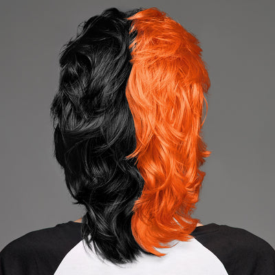SPIRIT WEAR MVP MULLET WIG IN COLOR ORANGE 1665 & BLACK 6