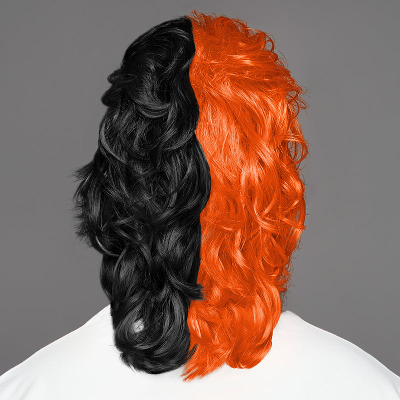 SPIRIT WEAR MVP MULLET WIG IN COLOR ORANGE 1665 & BLACK 6