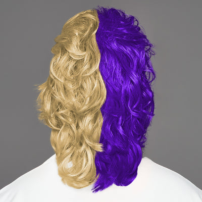 SPIRIT WEAR MVP MULLET WIG IN COLOR PURPLE 2685 & GOLD 7502