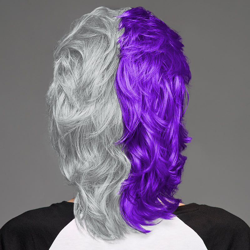 SPIRIT WEAR MVP MULLET WIG IN COLOR PURPLE 268 & GRAY 429