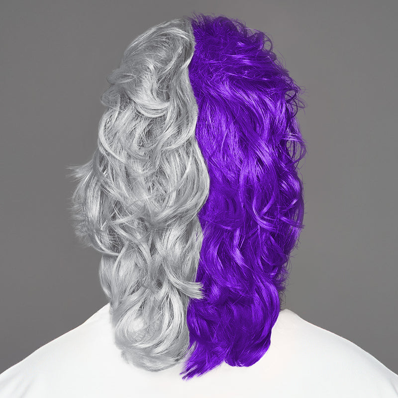 SPIRIT WEAR MVP MULLET WIG IN COLOR PURPLE 268 & GRAY 429