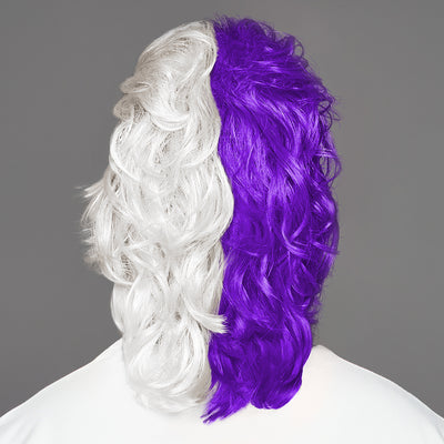 SPIRIT WEAR MVP MULLET WIG IN COLOR PURPLE 268 & WHITE