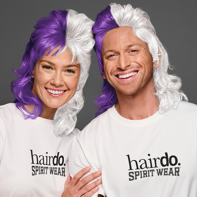 SPIRIT WEAR MVP MULLET WIG IN COLOR PURPLE 268 & WHITE