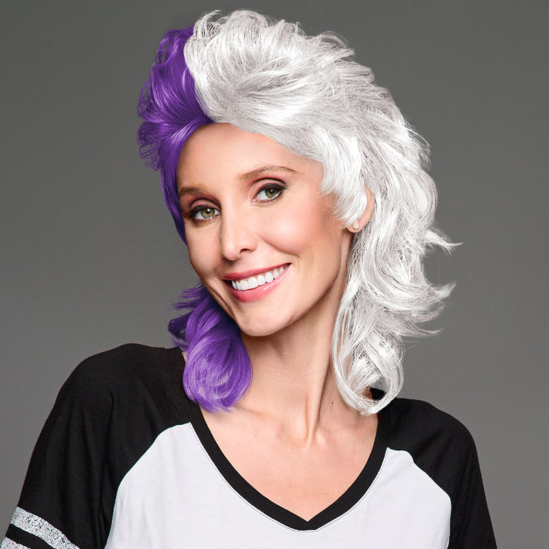 SPIRIT WEAR MVP MULLET WIG IN COLOR PURPLE 268 & WHITE
